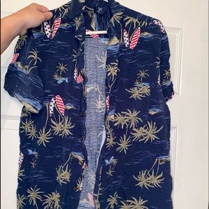 Mens button down tropical shirt